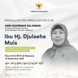 Gubernur Sulsel Sampaikan Duka Cita Meninggalnya Istri Wakil Walikota Parepare