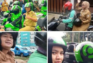 Kadis dan Sekretaris Perpustakaan Makassar Naik Ojol ke Kantor