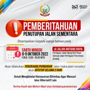 Gubernur Sulsel Tepati Janji Perbaiki Jalan Antang Raya, Jalan ditutup Total 8-9 Oktober 2022