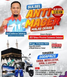 Gubernur Ajak Warga ‘Sulsel Anti Mager’ Sepanjang 3,53 Km, Siapkan Hadiah Utama Umrah