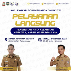 Disdukcapil Akan Mobile di Kelurahan Buntusu Biringkanaya