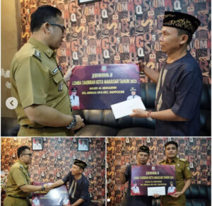 Camat Rappocini Serahkan Dana Pembinaan Juara I Lomba Takbiran Idul Fitri 2023