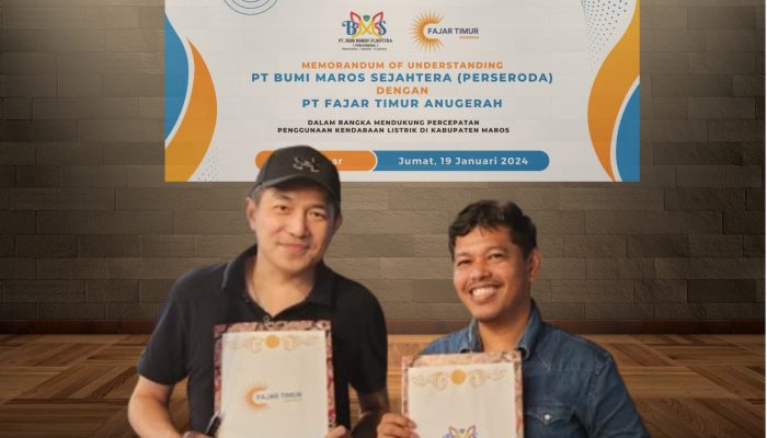 PT Bumi Maros Sejahtera MoU dalam Pengembangan Ekosistem Kendaraan Bermotor Listrik Berbasis Baterai