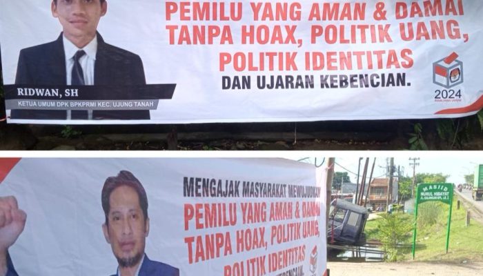 Karang Taruna dan BKPRMI Makassar Sebar Spanduk Ajakan Ayo Gunakan Hak Pilih