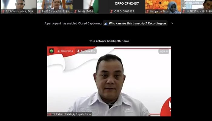 Melalui Daring, Pj Bupati Sinjai Buka Bimtek Pengembangan Kompetensi Bagi ASN
