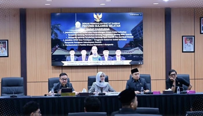 Ketua DPRD Sulsel Pimpin Paripurna Pembahasan Ranperda Strategis dan Pembentukan Tiga Pansus