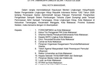 Instruksi Wali Kota Makassar Nomor 3 Tahun 2026: Pemilahan Sampah Wajib Dimulai dari Sumber